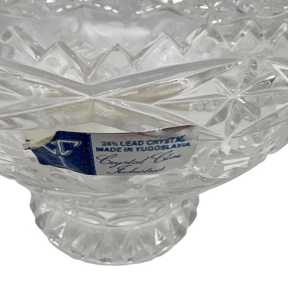 Vintage Crystal Clear Industries Etched Glass Candy Bowl 6" Across Yugoslavia - Picture 2 of 5